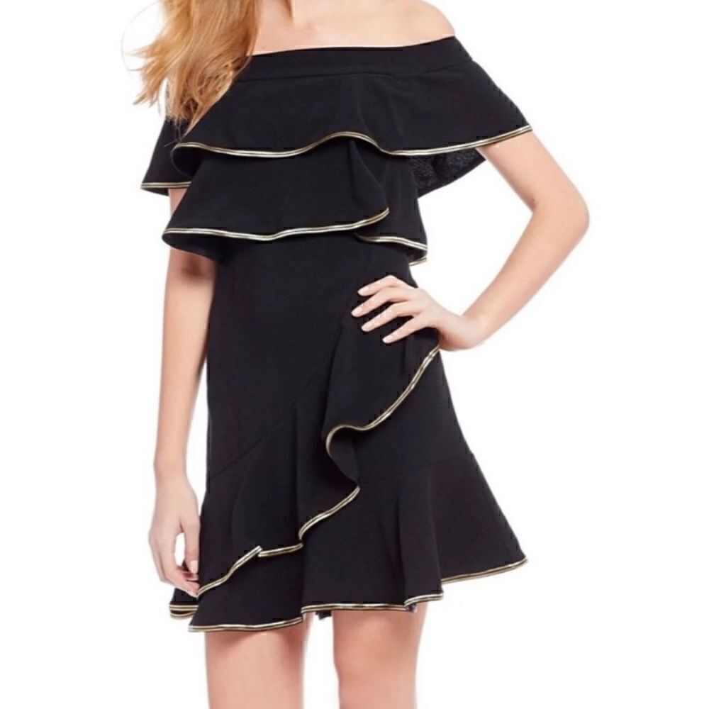 NEW WAYF Black Ruffle Mini Dress